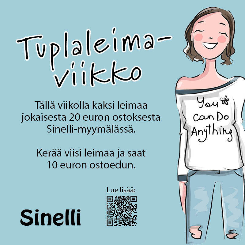 Tuplaleimaviikko: Kaksi leimaa jokaisesta 20 € ostoksesta. Kerää viisi leimaa ja saat 10 € ostoedun.