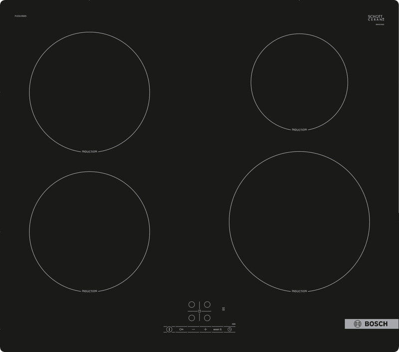 Bosch PUE61RBB5E -induktiotaso 60 cm, ajastin ja automaattinen virrankatkaisu.