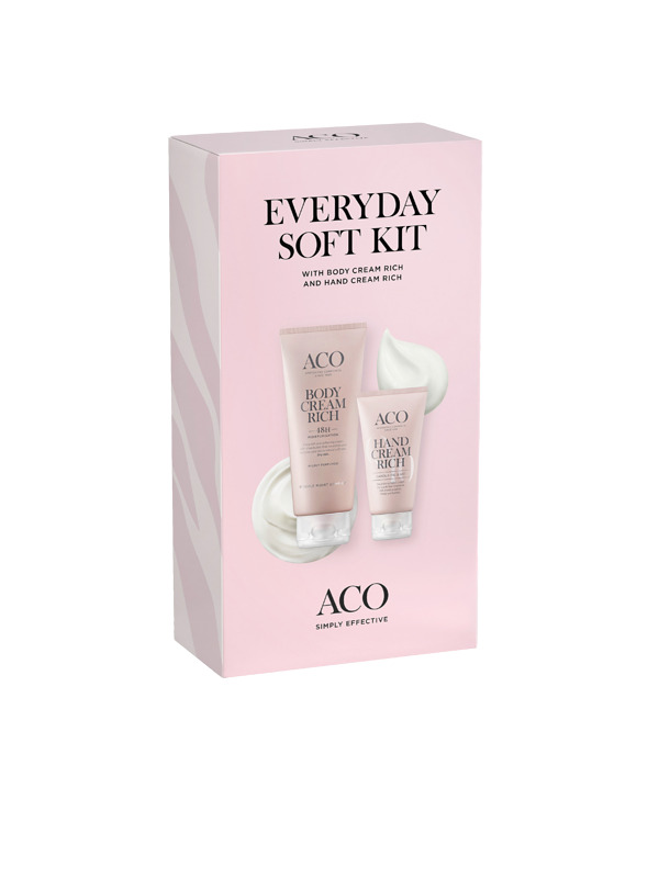 ACO Body Rich Cream 200 ml ja ACO Hand Cream Rich 75 ml.