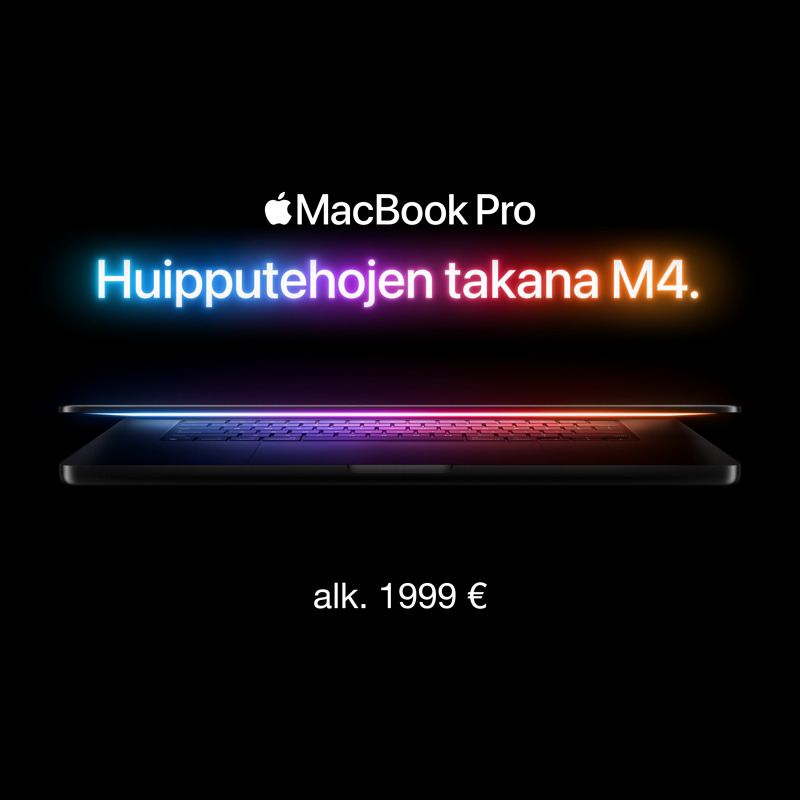 Kaikki MacBook Pro -mallit -100 € normaalihinnoista. 

Ei voi yhdistää muihin alennuksiin.