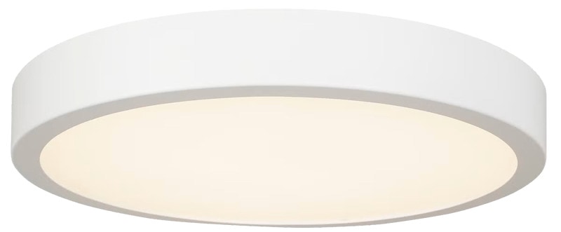 Pyöreä plafondi, jossa kiinteä, himmennettävä LED sisäkäyttöön. Seinälamppu tai kattolamppu keittiöön, eteiseen, kellariin tai varastoon. Lämpimän valkoinen valo, 2700 K. Valovirta 1100 luumenia.