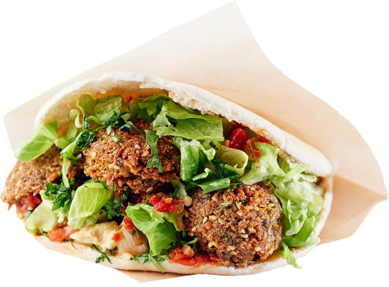 Falafel, halloumi, bataattiranskalaiset ja jaffa.