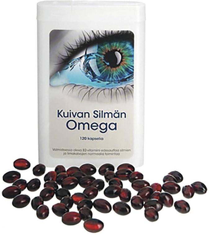 Kuivan silmän Omega-ravintolisä kuivasilmäisyyden oireisiin.