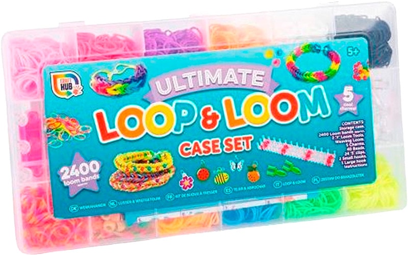 Ultimate Loom band -setti tarjoaa 3000 kuminauhaa, joilla voit luoda värikkäitä koruja. Mukana ohjeet, joiden avulla opit tekemään omia rannekoruja ja ketjuja.