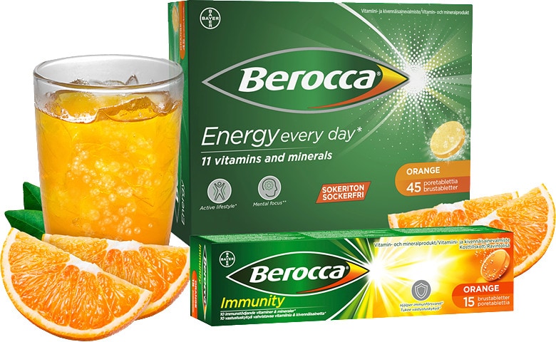 Berocca Energy Orange tai Mango 45 + Immunity 15 poretabl.