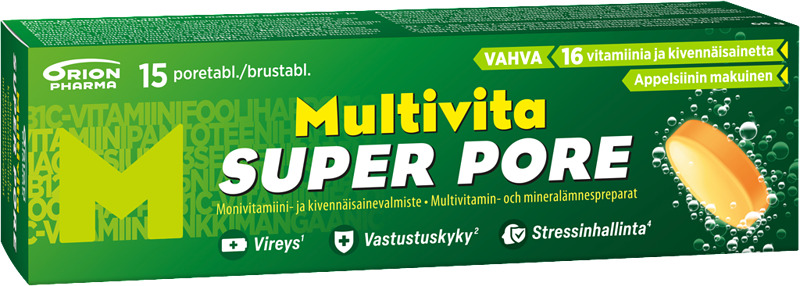 Orionin asiantuntija maistattamassa hyvänmakuista Multivita Superpore -vitamiiniporetta. Tarjouksessa 5 poretablettia 4,90 (norm. 8,04). Myös muita huipputarjouksia.
