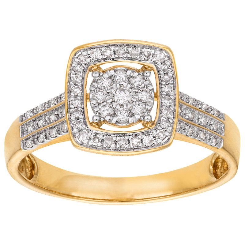 Keltakultainen timanttisormus 57/0,22ct W/P, saatavilla myös valkokultaisena