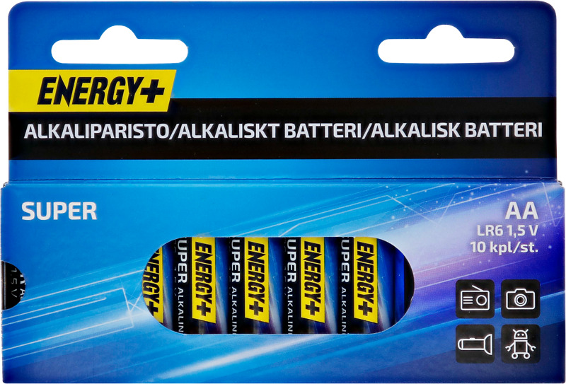 AA-, AAA- & 9V Super -alkaliparistot 2–10 kpl/pkt.