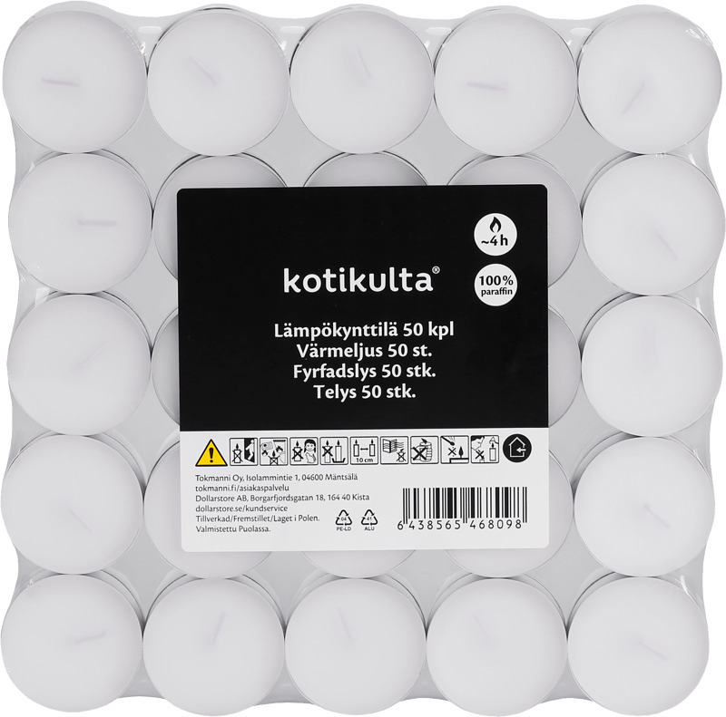 Kotikulta 4 h lämpökynttilä 50 kpl/pkt.