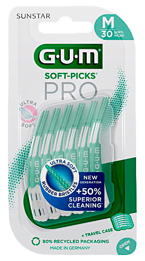 Superpehmeä hammasväliharja, jonka kumiharjakset puhdistavat hampaiden välit, jopa 50 % tehokkaammin kuin aiemmin. Gum Soft-Picks Pro -hammasväliharja on suunniteltu jokapäiväiseen käyttöön auttamaan puhdistamaan tehokkaasti ja hellävaraisesti hammasvälit, joihin hammasharja ei pääse.