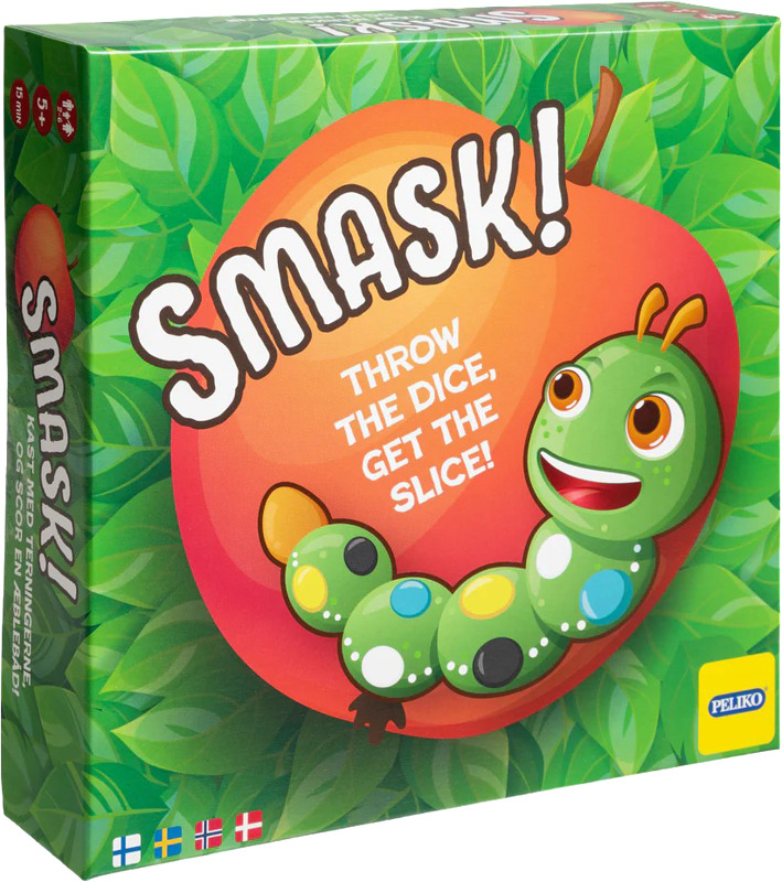 Heitä noppamatoa ja nappaa oikea omenaviipale nopeasti! 2–6 pelaajaa, 15 min, 5+.