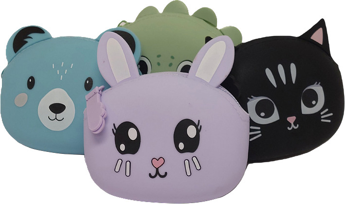 Söpö eläinaiheinen kukkaro vetoketjulla. Monia eri eläinhahmoja ja värivaihtoehtoja.