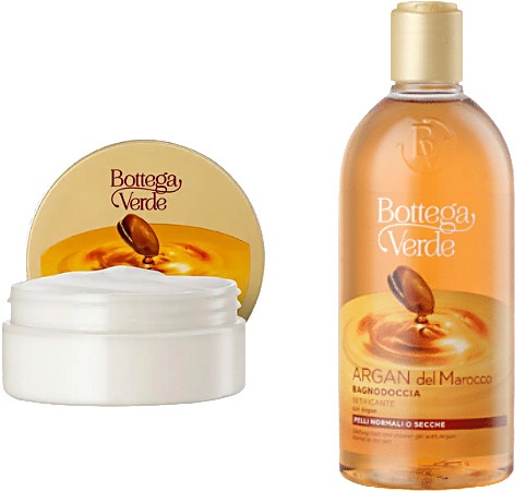 Itselle tai ystävälle lahjaksi ylellinen suihkusaippua ja vartalovoi! Marokon arganöljyä sisältävät tuotteet ravitsevat ja hoitavat ihoa tehokkaasti ja hellävaraisesti. Vartalovoi on samettisen pehmeää ja helposti levittyvää. Suihkusaippua 400 ml, vartalovoi 150 ml.