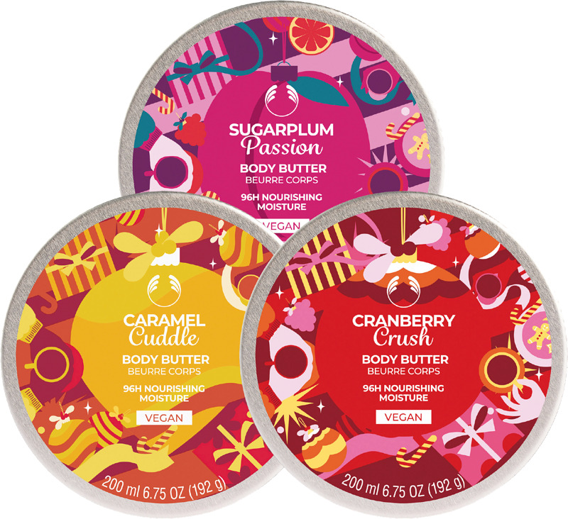Helli talven kuivattamaa ihoa tehokosteuttavalla vartalovoilla. Saatavilla kolme kausituoksua: Cranberry Crush, Sugarplum Passion & Caramel Cuddle!