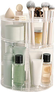 Pyörivä teline kaikille meikeille ja kosmetiikalle.