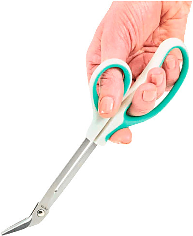 Pidennetyllä ja käyttäjäystävällisellä kahvalla varustetut kynsisakset.