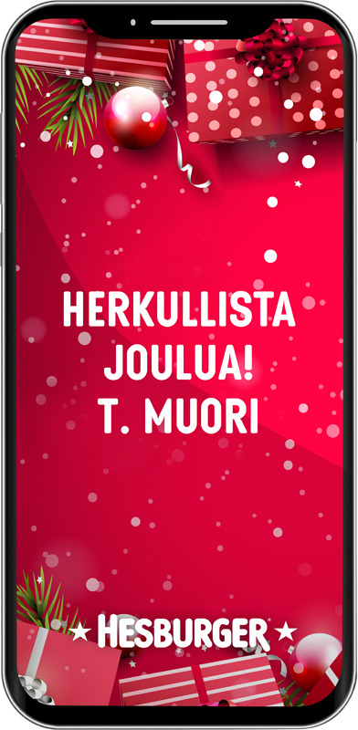 Jouluksi Hesburgerin lahjakortti. HeseLahjat® lähetät helposti Hesburger-sovelluksella. 