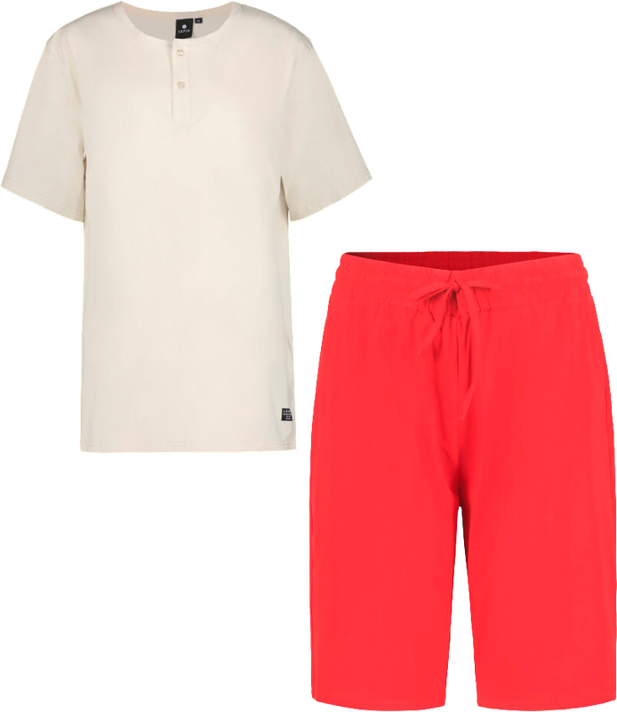 T-paita ja shortsi / pyjamasetti, miesten koot. Punainen ja sininen.