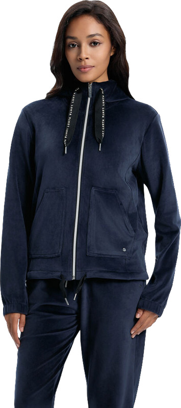 Pehmeä ja joustava veluurihuppari, naisten koot. Vaaleanpunainen ja tummansininen.