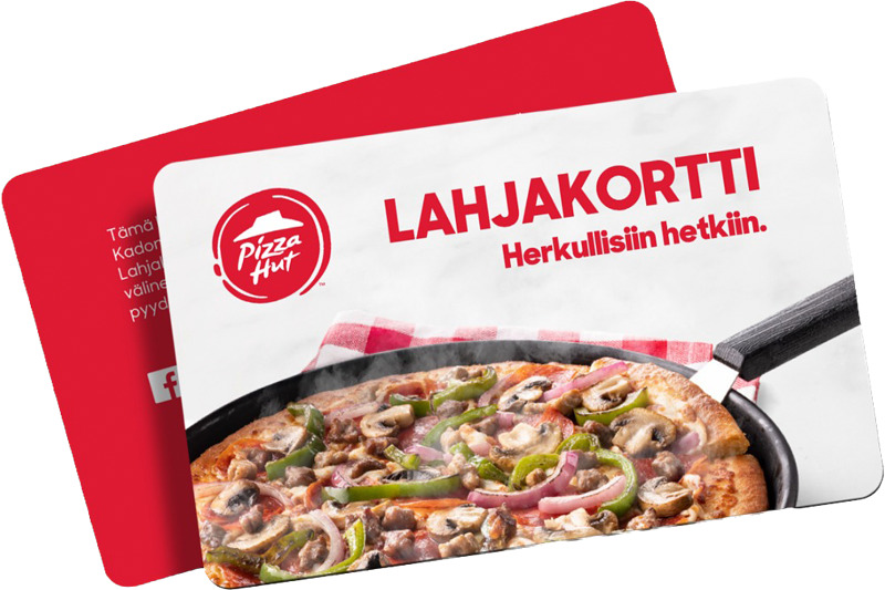 Pizza Hut -lahjakortti tuo makua jouluun – valitse sopiva summa ja ilahduta herkuttelijaa helposti.