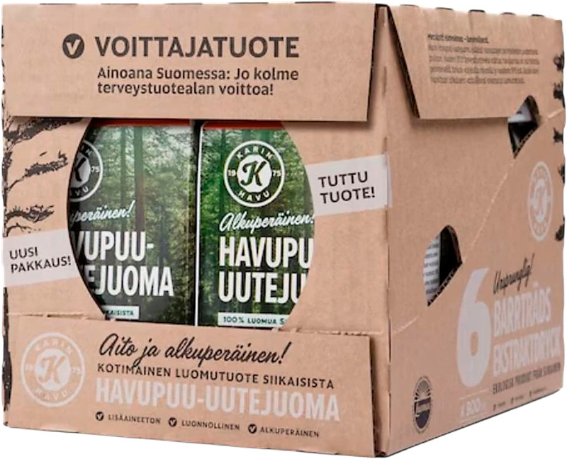 6-pack Karin Havupuu -uutejuomaa. Vahva antioksidanttijuoma.