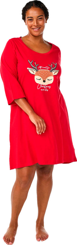 Suloinen jouluaiheinen mekko kotoiluun. Koot 42–56.