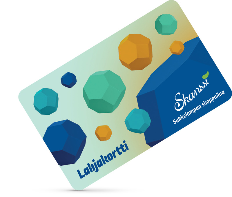 Kauppakeskus Skanssin lahjakortti toimii maksuvälineenä kauppakeskuksen liikkeissä.