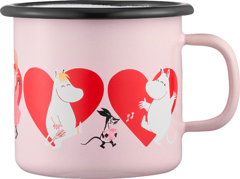 Sydän-sarjan emalimukissa on häivähdys retrohenkisyyttä ja sydäntä lämmittävä kuvitus. 2,5 dl.